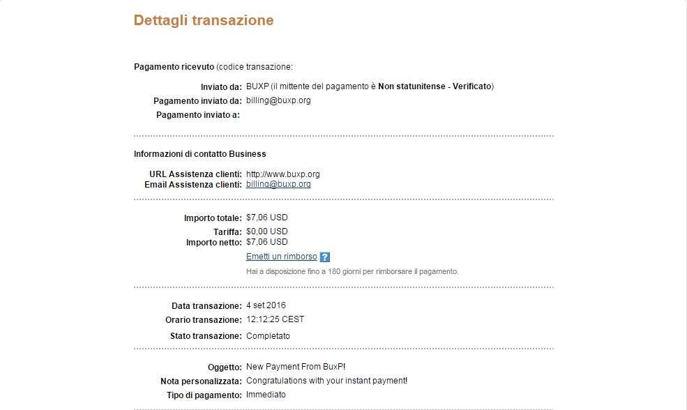 Payment 17 for Buxp