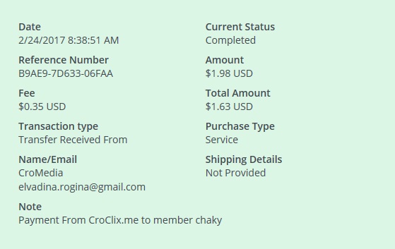 Payment 3 for Croclix