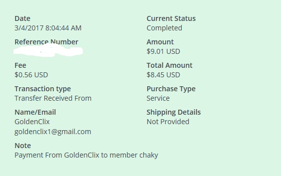Payment 26 for Goldenclix