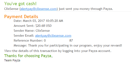 Payment 2071 for Ysense