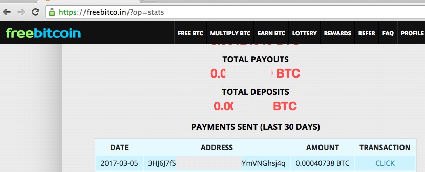 Payment 133 for Freebitcoin