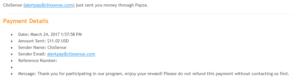 Payment 2082 for Ysense