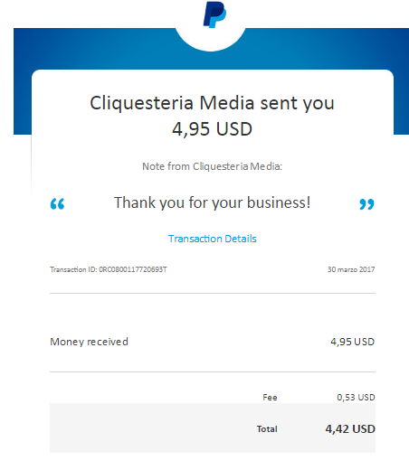 Payment 1 for Cliquesteria