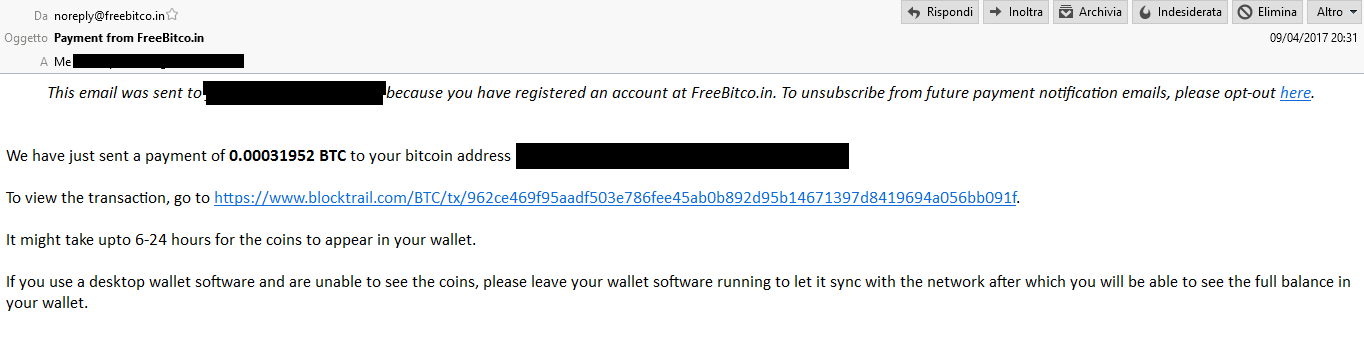Payment 134 for Freebitcoin