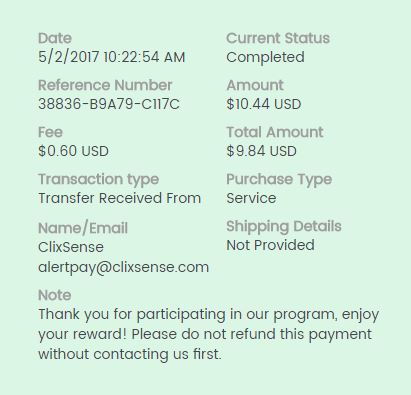 Payment 2098 for Ysense