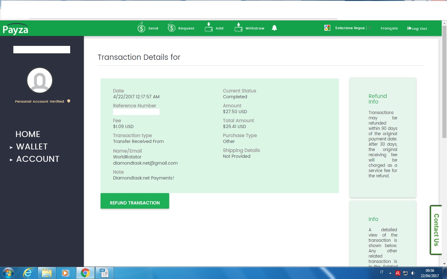 Payment 5 for Diamondtask