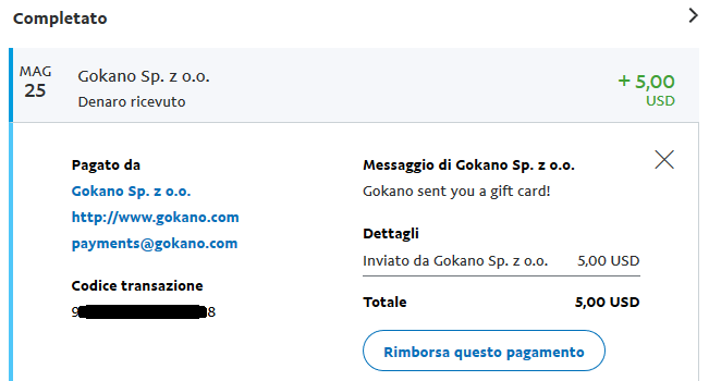 Payment 9 for Gokano