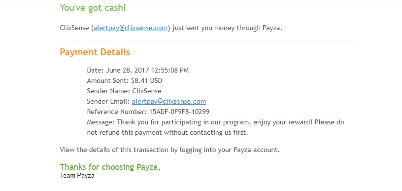 Payment 2128 for Ysense