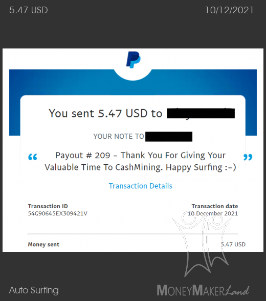Payment 1 for Auto Surfing