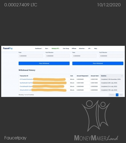 Pagamento 1 per Faucetpay
