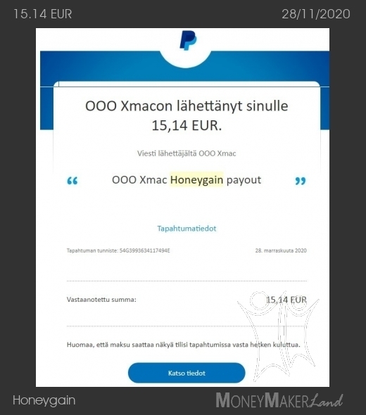 Payment 8 for Honeygain