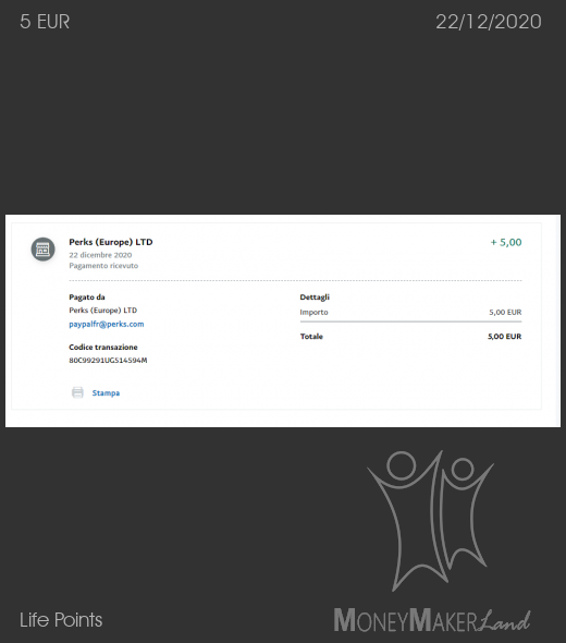 Pagamento 227 per Life Points