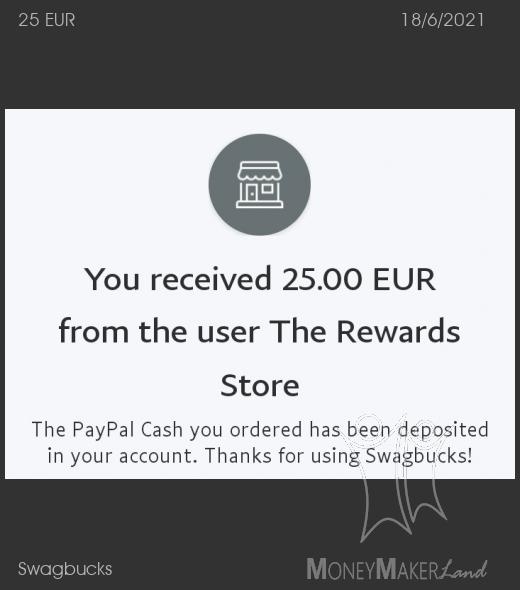 Payment 2 for Swagbucks